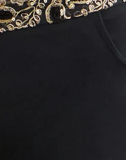 Rosimo Flare Trouser in Black with Embroidered Sequin Trim