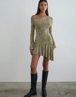 Ruhato Mini Dress in Moss Petal Olive