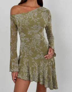 Ruhato Mini Dress in Moss Petal Olive