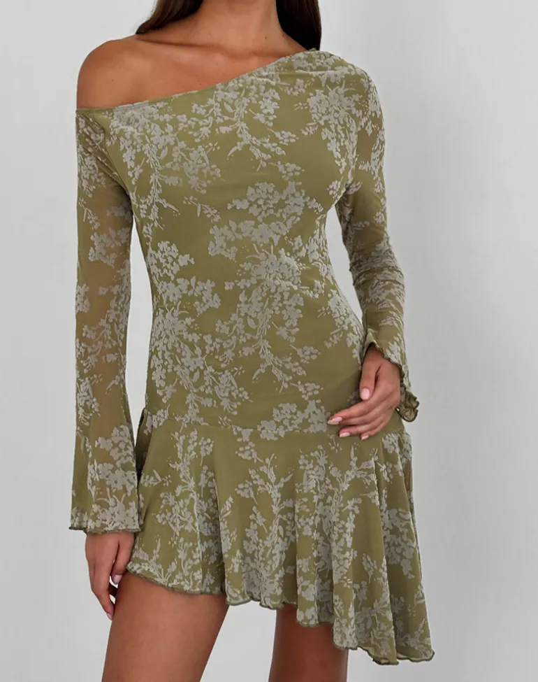Ruhato Mini Dress in Moss Petal Olive