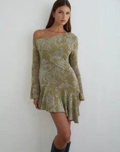 Ruhato Mini Dress in Moss Petal Olive