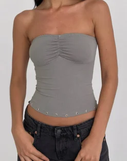Ruki Bandeau Top in Rayon Jersey Grey