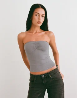 Ruki Bandeau Top in Rayon Jersey Grey