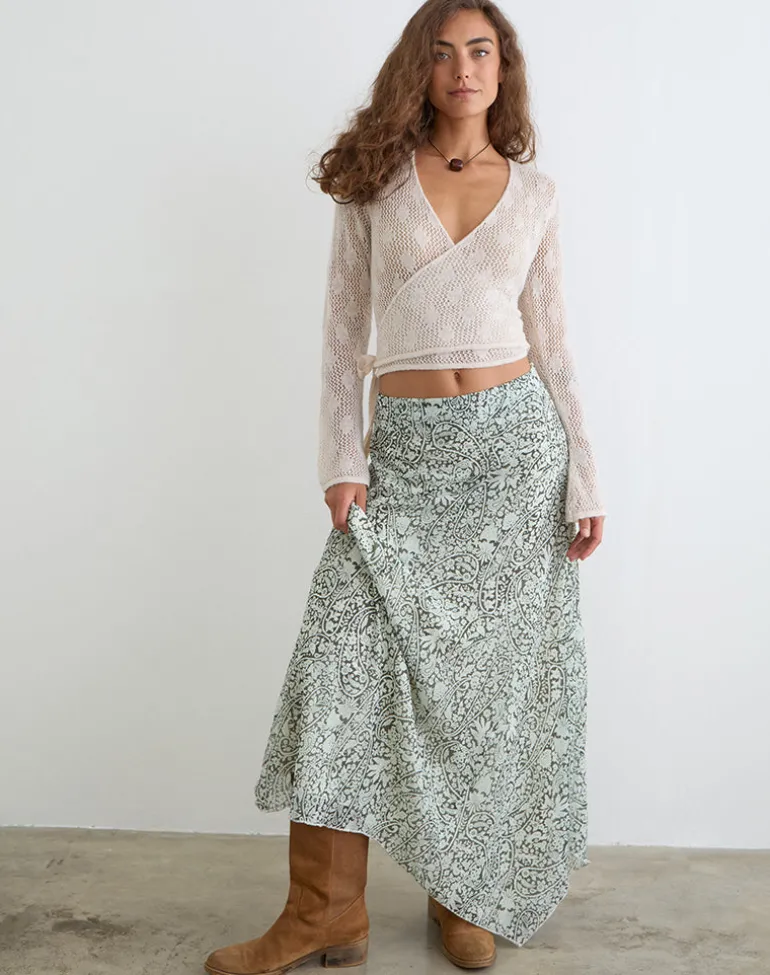 Rumela Maxi Skirt in Bloom Paisley Pale Blue