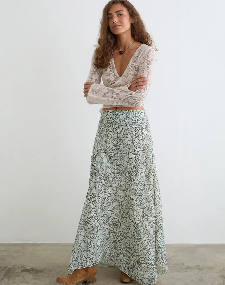 Rumela Maxi Skirt in Bloom Paisley Pale Blue