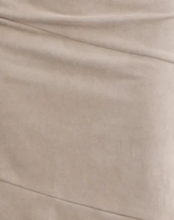 Rune Asymmetric Midi Skirt in Suede Light Taupe