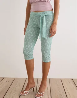 Runo Capri Trouser in Lace Teal