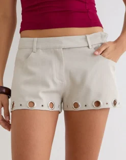 Runta Short with Eyelets in Tailoring Stone