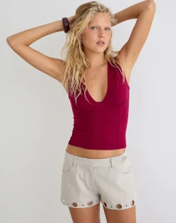 Runta Short with Eyelets in Tailoring Stone