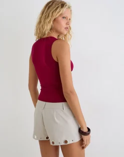 Runta Short with Eyelets in Tailoring Stone