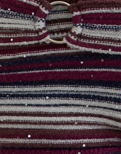 Ruvan Micro Short in Horizontal Stripe Maroon Navy Shimmer