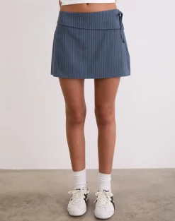 Ryker Skort in Stretch Tailoring Pinstripe Navy