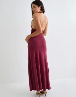 Ryoko Maxi Dress in Cupro Burgundy