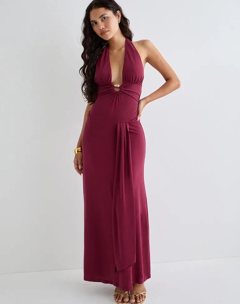 Ryoko Maxi Dress in Cupro Burgundy