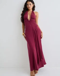 Ryoko Maxi Dress in Cupro Burgundy