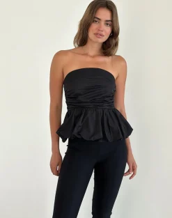 Sabita Puffball Bandeau Top in Black