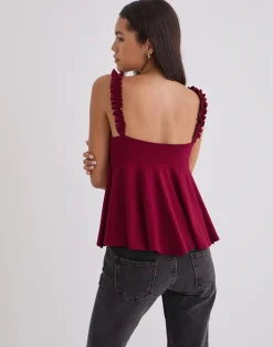 Sable Floaty Cami Top in Jersey Burgundy