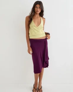 Sadara Drape Halter Top in Green Leopard