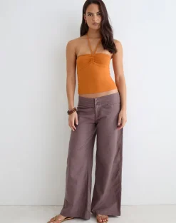 Sadasi Trouser in Linen Deep Taupe