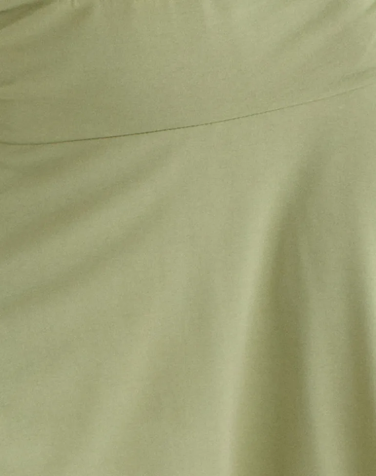 Saira Halter Neck Mini Dress in Sage