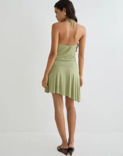 Saira Halter Neck Mini Dress in Sage