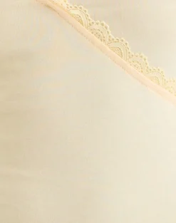 Sajiwa V Neck Top in Buttermilk with Lace Trim