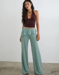 Sakano Wide Leg Trouser in Aqua Grey
