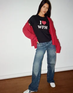 Sakha Top in Black with I Love WFH Slogan