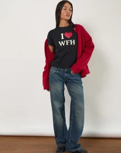 Sakha Top in Black with I Love WFH Slogan