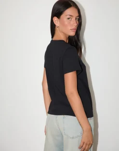 Saki Tee in Black I Love Party Print