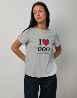 Saki Tee in Grey Marl with I Love OOO Graphic