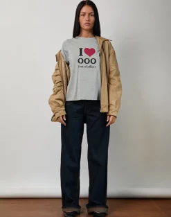 Saki Tee in Grey Marl with I Love OOO Graphic