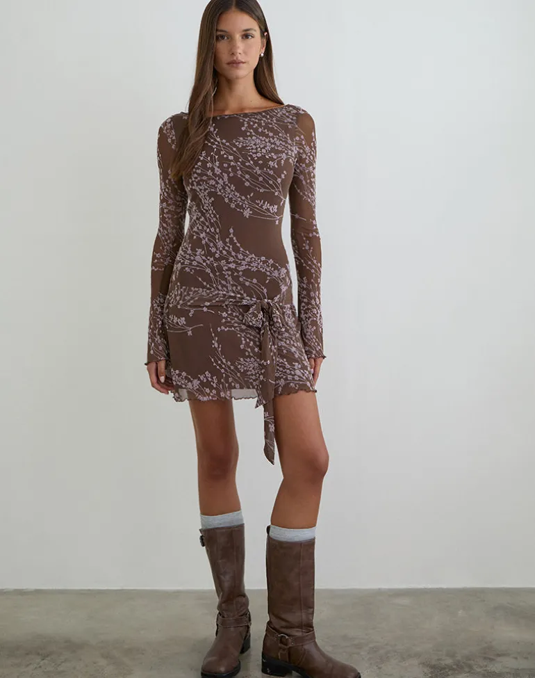 Salira Mini Dress in Moonlit Blossom Brown