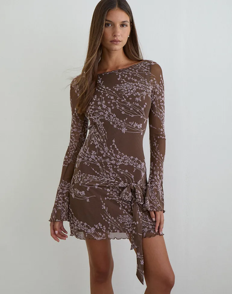 Salira Mini Dress in Moonlit Blossom Brown