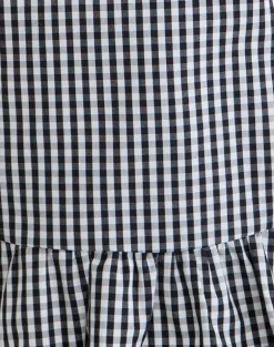 Salome Peplum Top in Mini Gingham Grey