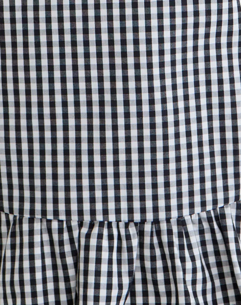Salome Peplum Top in Mini Gingham Grey