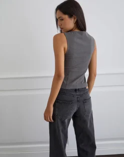 Salpa Plunge Top in Tailoring Charcoal