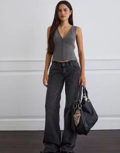 Salpa Plunge Top in Tailoring Charcoal