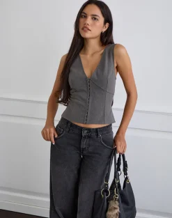 Salpa Plunge Top in Tailoring Charcoal
