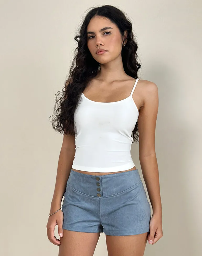 Samila Seamed Hotpant in Faux Suede Dusty Blue