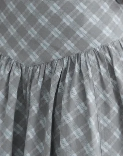 Sanadi Midi Skirt in Poplin Oblique Check Grey
