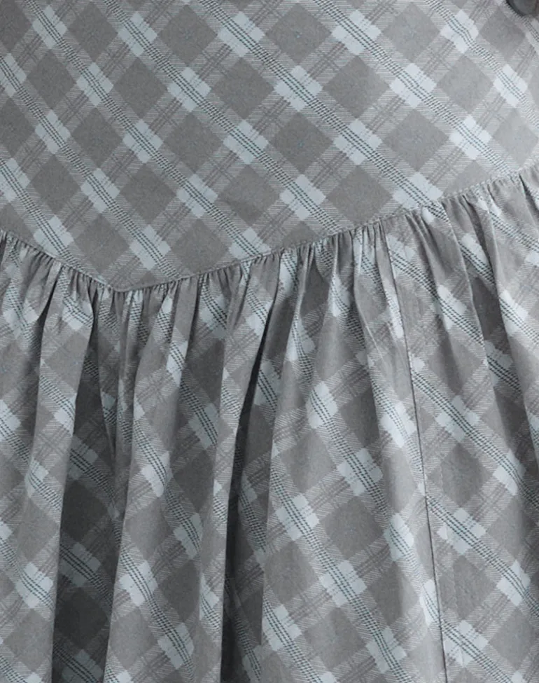 Sanadi Midi Skirt in Poplin Oblique Check Grey