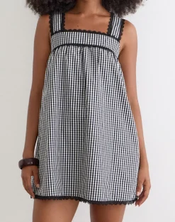 Sandat Smock Mini Dress in Mini Gingham Grey