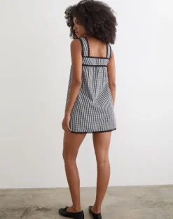 Sandat Smock Mini Dress in Mini Gingham Grey