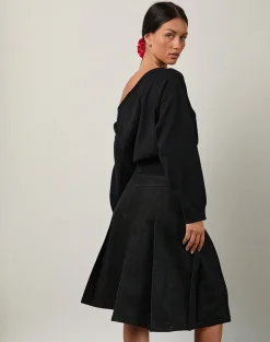 Sanjani Midi Skirt in Dark Chambray