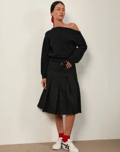 Sanjani Midi Skirt in Dark Chambray