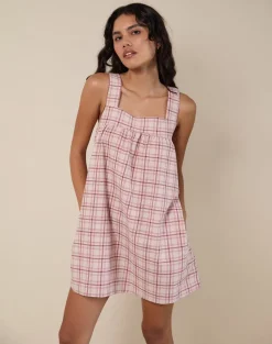 Sanlia Mini Dress in Basic Tartan Pink