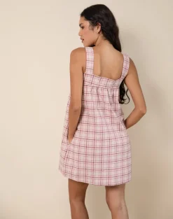 Sanlia Mini Dress in Basic Tartan Pink