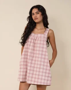 Sanlia Mini Dress in Basic Tartan Pink