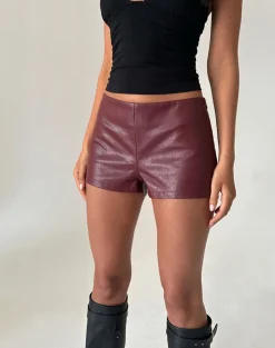 Sanne Hot Pants in PU Burgundy